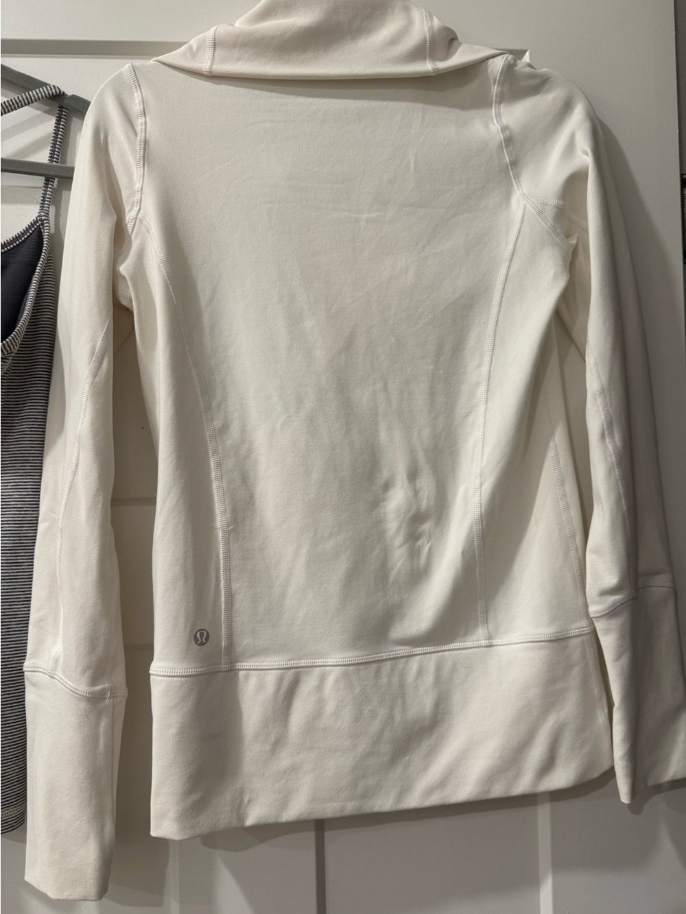 Lululemon Cream Varsity-Style Jacket and matching blue & white tank top - Picture 7 of 8